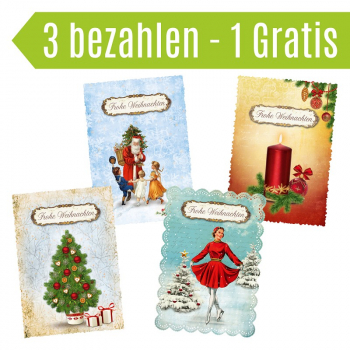 30010001 Grußkarte Romantique 4er Set "Weihnachten"