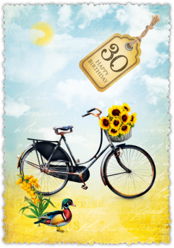 30033072 Grußkarte Romantique Fahrrad "30"