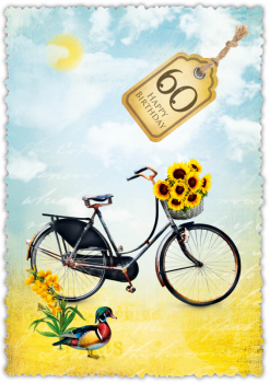 30033075 Grußkarte Romantique Fahrrad "60"