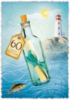 30033080 Grußkarte Romantique Flasche"60"