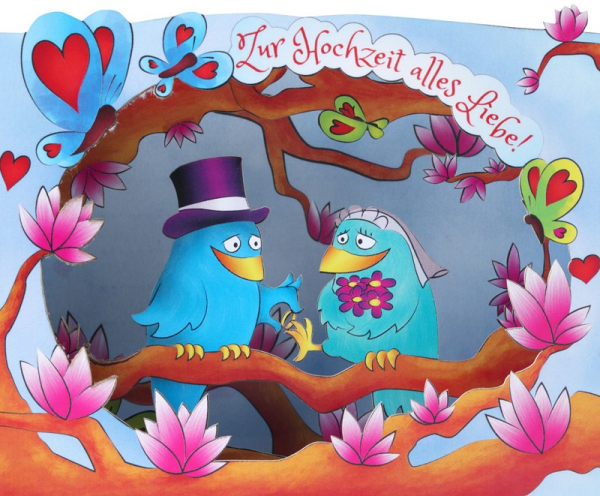 0416 3D Grußkarte "Zur Hochzeit alles Liebe"