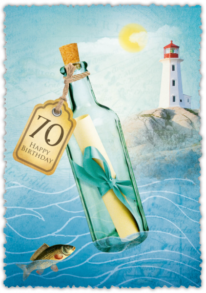 30033081 Grußkarte Romantique Flasche"70"