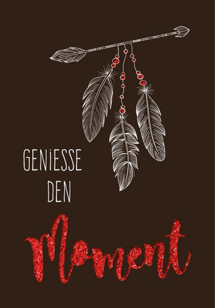 31027 Grußkarte paper deluxe "Genieße den Moment" - Federn