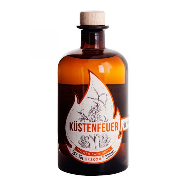 MH39-500  KÜSTENFEUER Ingwer-Sanddorn Likör 56% VOL. 500 ml